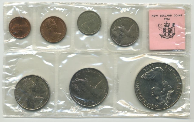 1974 New Zealand 7 Coin Souvenir Coin Set