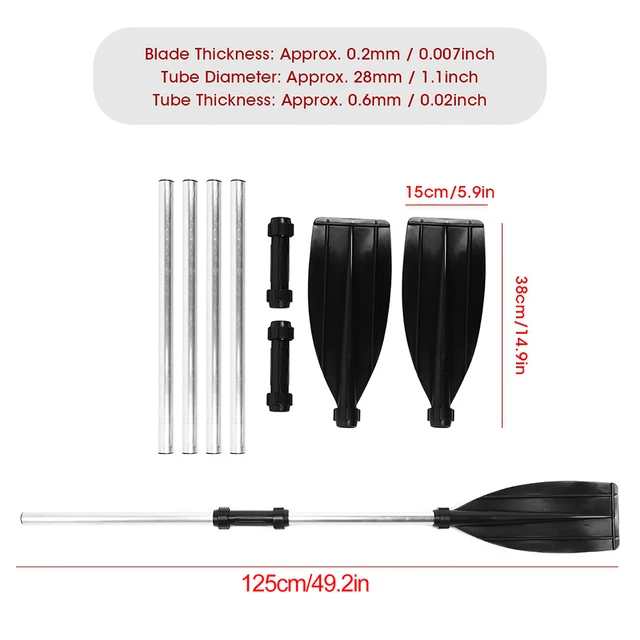 125cm/49.2in Detachable Afloat Oars Paddles Dual End Portable For Boat Kayak
