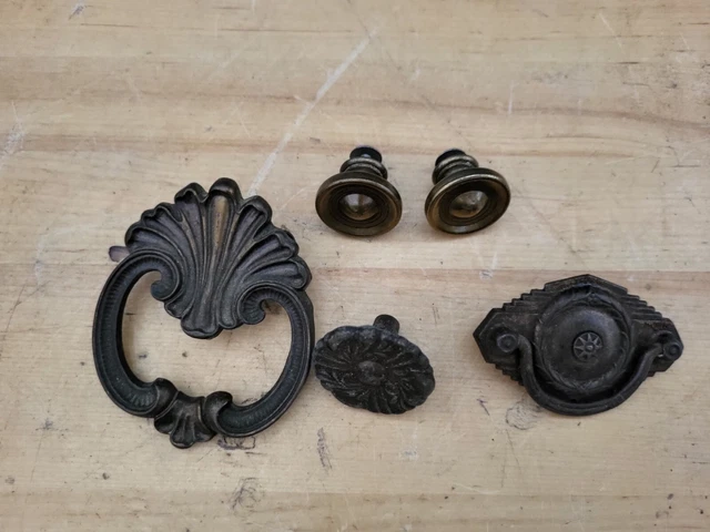5 Count Lot Vintage Dresser Drawer Handle Pulls Furniture Hardware