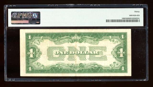 DBR 1934 $1 Silver Funnyback Fr. 1606 FA Block PMG 30 Serial F96583028A 2