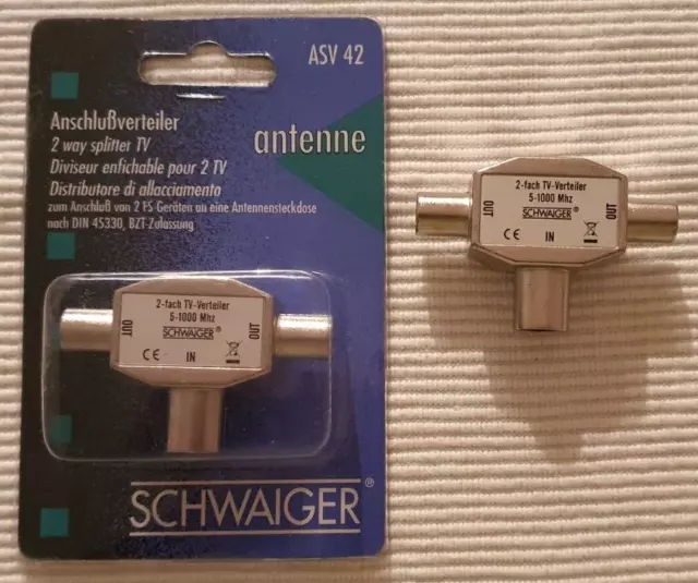 Schwaiger * 2 Anschlussverteiler * ASV 42 * 2-fach TV Verteiler * Antenne *