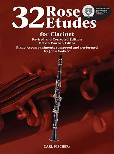 WF85 - 32 Rose Etudes for Clarinet Book w/CD - Paperback By Cyrille Rose - GOOD
