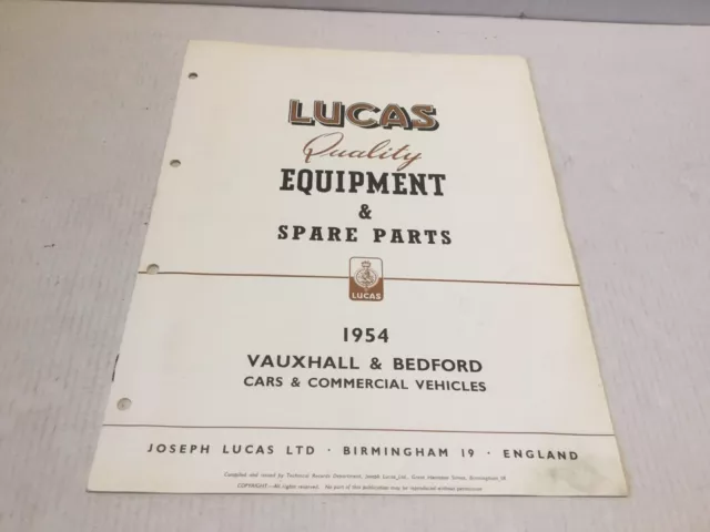 Lucas Equipment Catalogue Vauxhall Bedford Cars And Commercials