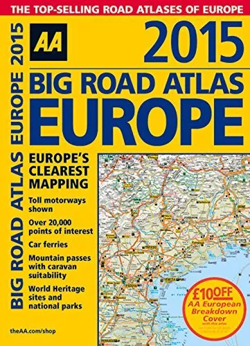 AA Big Road Atlas Europe 2015 Spiral by AA Publishing Spiral bound Book The Fast