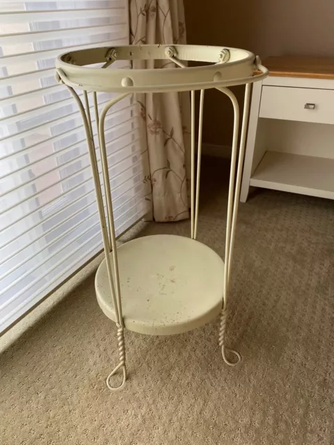Antique Wash Stand painted wrought iron metal w/ twisted legs for pitcher & bowl