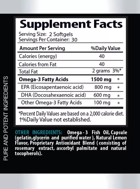 HUILE DE POISSON OMÉGA-3 PURE 1500 mg qualité pharmaceutique EPA DHA 180 gélules 3 bouteilles 2