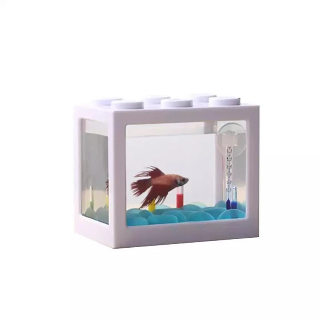 Mini Aquarium USB Fish Tank With LED Light Lamp Betta Fish Fighting Cylinder 3