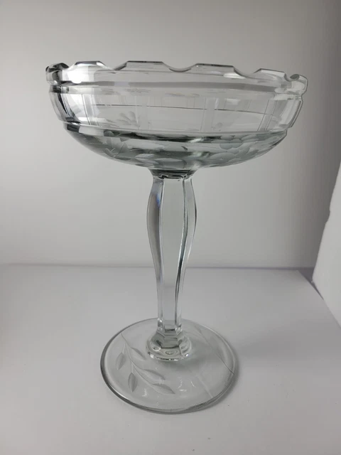 Beautiful and Unusual Vintage Cut Crystal Pedestal Compote Candy Bowl Dish
