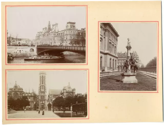France, Paris, vue générale sur la Capitale  vintage silver printEnsemble de 3
