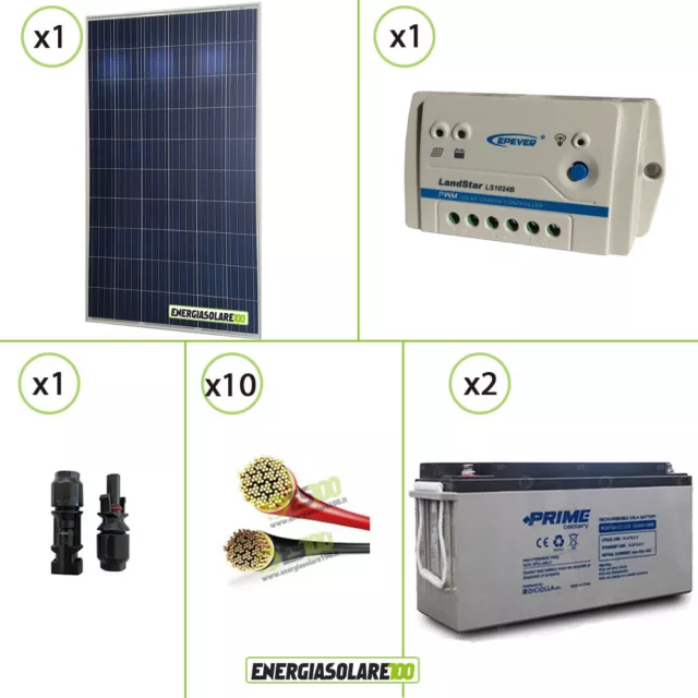 Kit panel solar 280W 24V 10A policristalino controlador de carga LS batería 150A