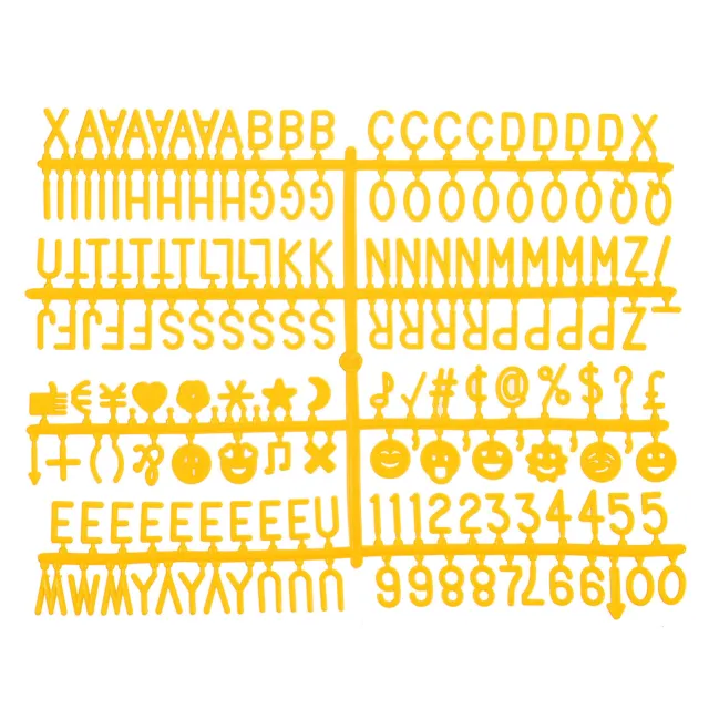 Símbolos de tablón de letras de fieltro números de 3/4 pulgadas alfabeto amarillo cambiable