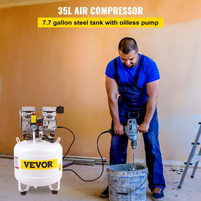 Compressore d'aria VEVOR compressore sussurratore oil-free 750 W 35 L compressore silenzioso 58dB 2