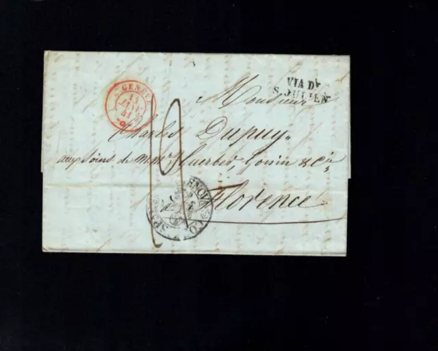 Schweiz 1841  "Geneve"  und Transit Stempel   (a658)