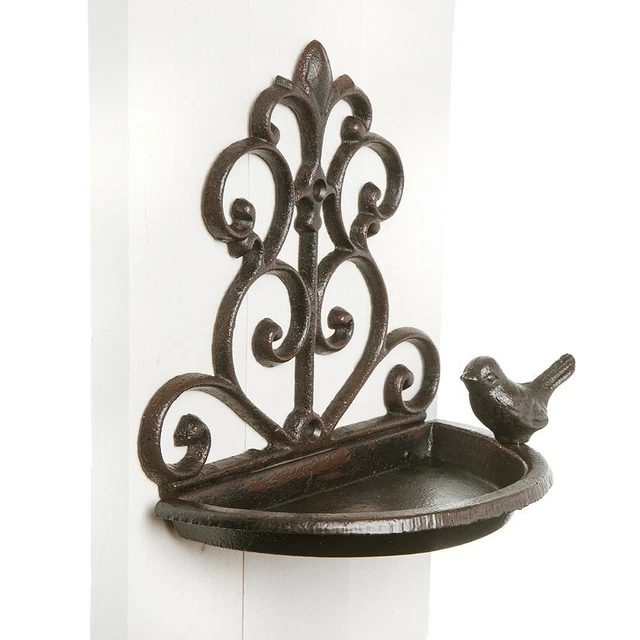 Vogeltränke Vogelbad Futterschale Vögel  Wand Gusseisen Garten 20x10H18cm Deko