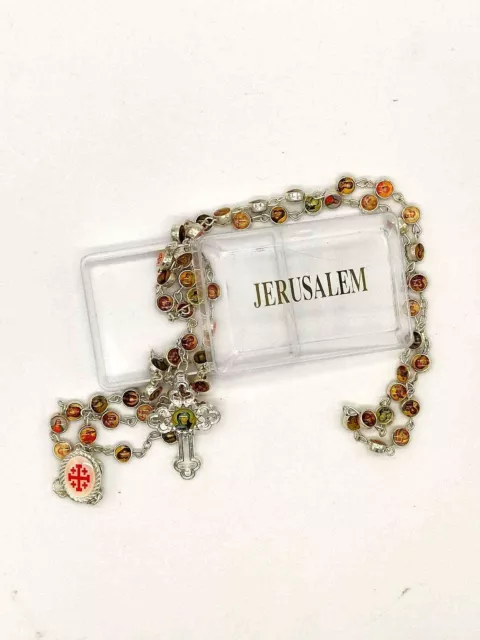 Rosary Metal Holy Land Hand Made Necklace Icon Saints Mary Blessed Gift Crucifix