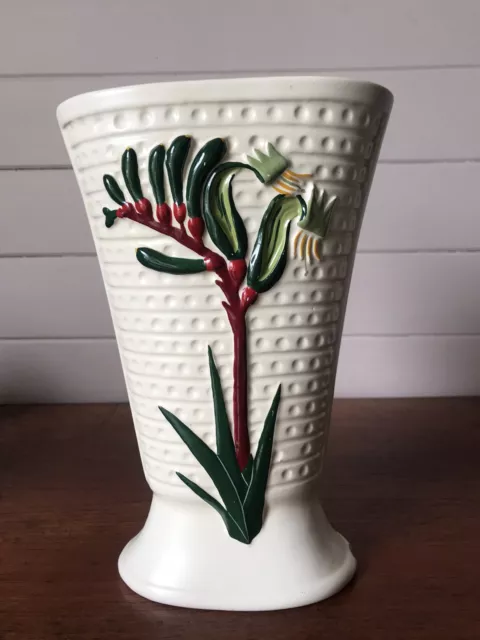 Vintage Australian Diana Pottery Kangaroo Paw Large Vase As Found