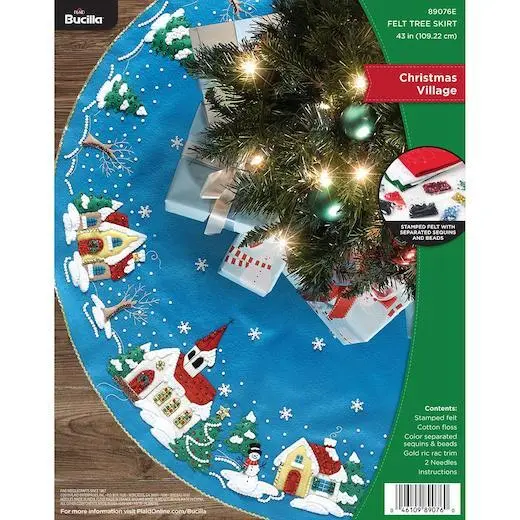 Bucilla 43" Felt Christmas Tree Skirt Kit - Christmas Village