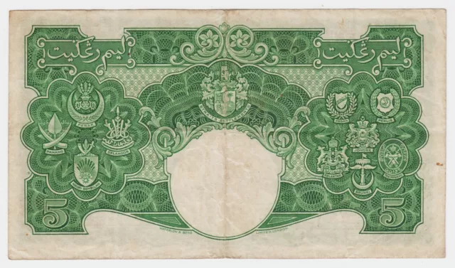 Malaya Straits Settlements 5 Dollars 1941 P12 King George VI Crisp ORIGINAL VF 2
