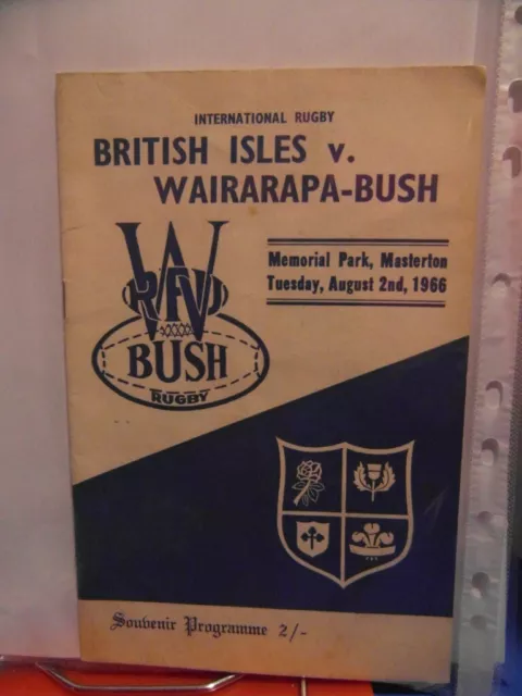 1966 Wairarapa Bush    V British Lions   Programme
