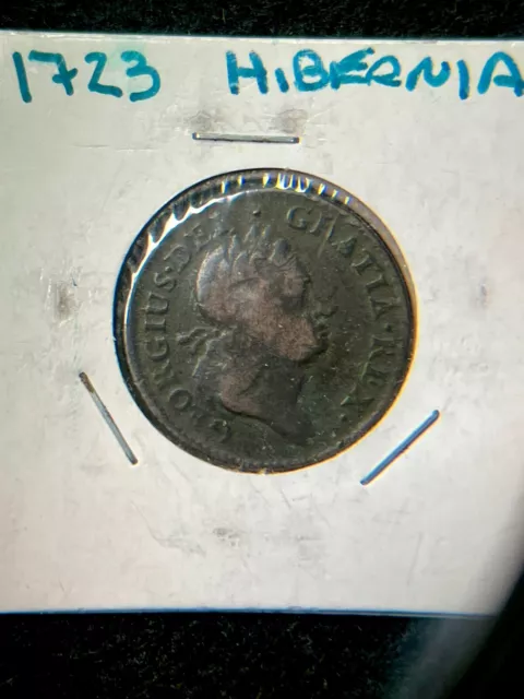 🔥1723 Woods Hibernia Half Penny ~ Very Early Colonial Coin! “300 YEARS OLD!”🔥