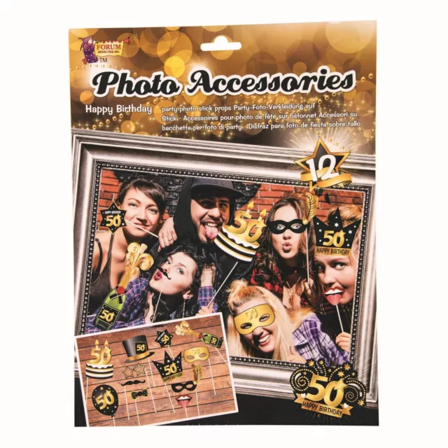 Bristol Novelty - Photobooth-Requisiten, 50. 12er-Pack Set - Papier, (BN2516)