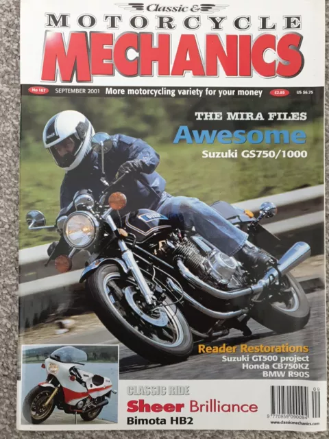 Motorcycle Mechanics September 2001. Cbx,Honda C90,Bimota Hb2.Suzuki Gs750/1000.