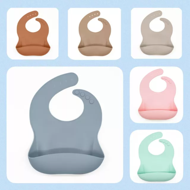 SILICONE BIB for Baby/Toddler - Soft Waterproof BPA-Free Adjustable Roll Up