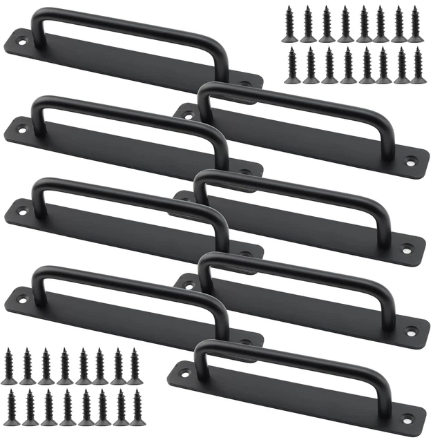 8 Pack 7 inch Sliding Barn Door Handles Black Cabinet Handle Pulls with Screw