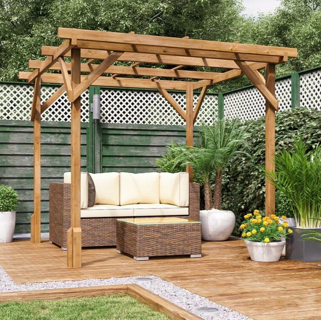 PERGOLA WOODEN KIT Garden Plant Heavy Duty Frame Pressure Treated 2m x