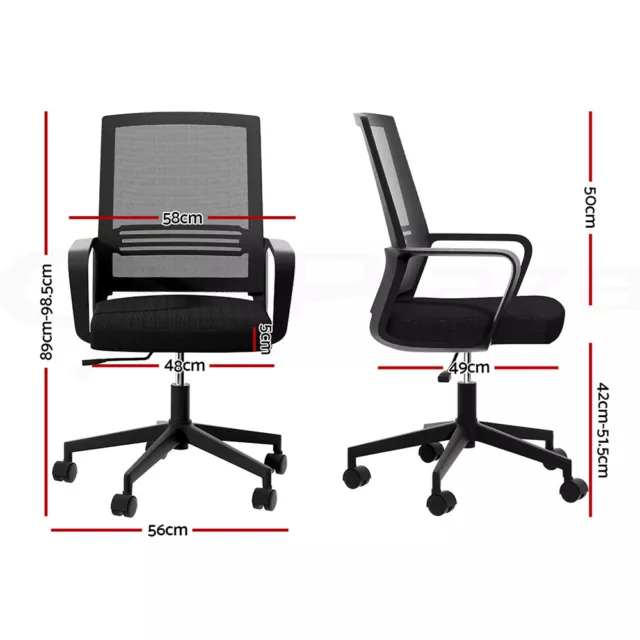 Artiss Mesh Office Chair Computer Gaming Desk Chairs Work Study Mid Back Black 3