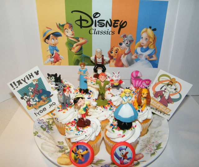 Disney Classic Movies Cake Toppers Set Peter Pan Pinocchio Alice In Wonderland