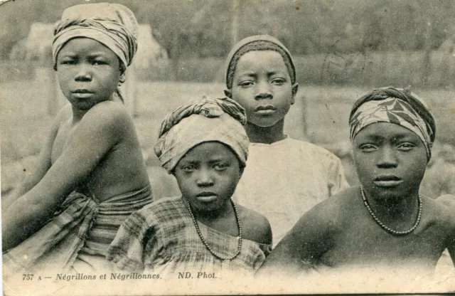 Carte Négrillons et Négrillonnes Enfants Ecrit de Sidi Abdallah Tunisie en 1916