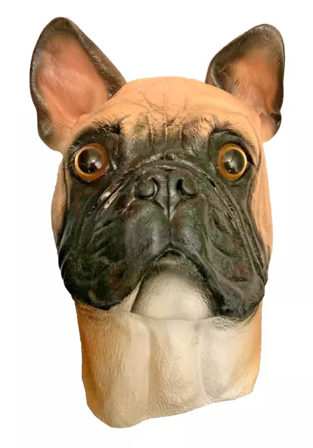 French Bulldog Mask Full Head Deluxe Latex Dog Animal Masks Fancy Dress Costume