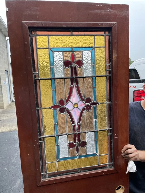 CM 775 vintage stained glass door 25.75 x 79.75 x 1 5/8 6