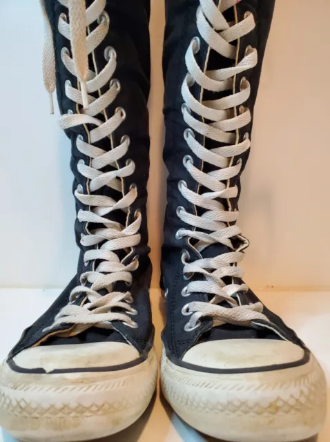 CONVERSE SNEAKERS KNEE High Tops Black Rainbow Laces Zip Up Girls Size 11  £ - PicClick UK