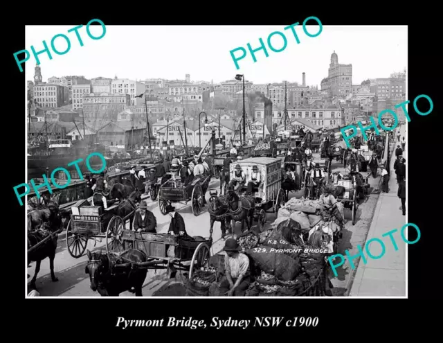 OLD POSTCARD SIZE PHOTO OF SYDNEY NSW VIEW OF PYRMONT BRIDGE c1900