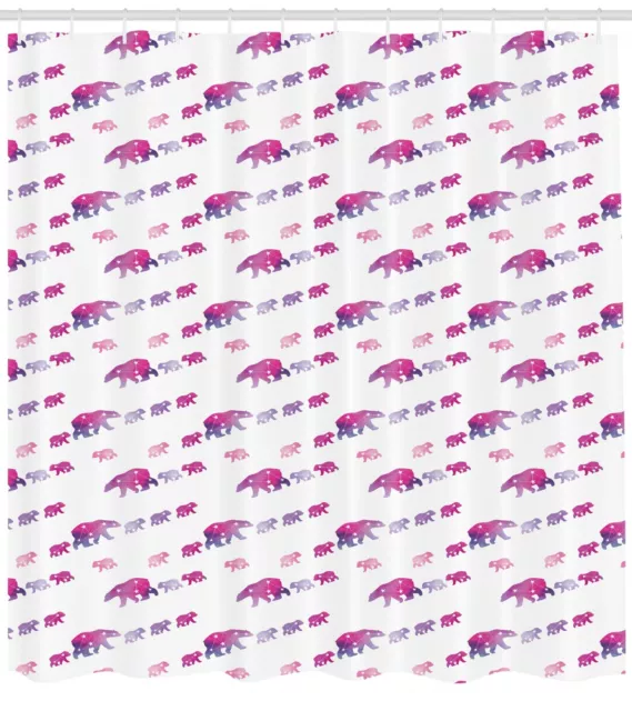 Polar Bear Pattern Shower Curtain Fabric Decor Set with Hooks 4 Sizes