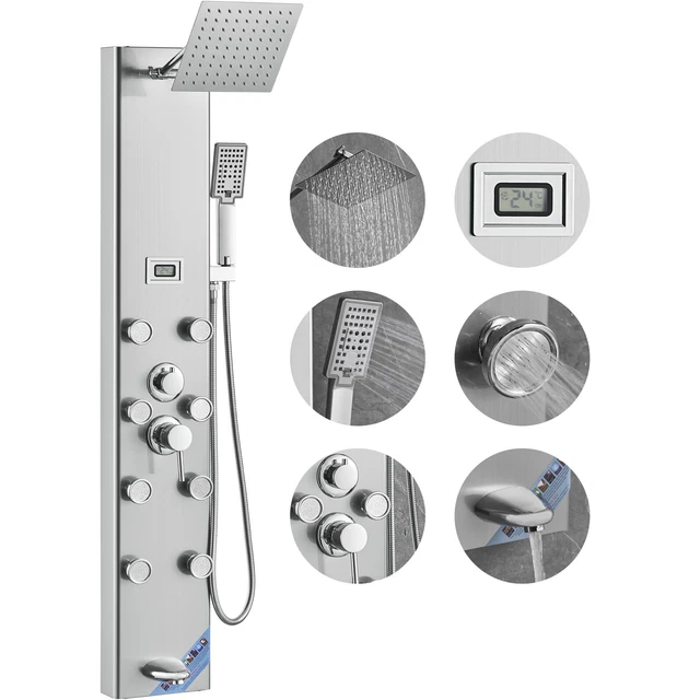 Thermomètre De Douche Numérique LED étanche - Acier Inoxydable, écrou 1/2", Pour Bébé Et Famille - 9