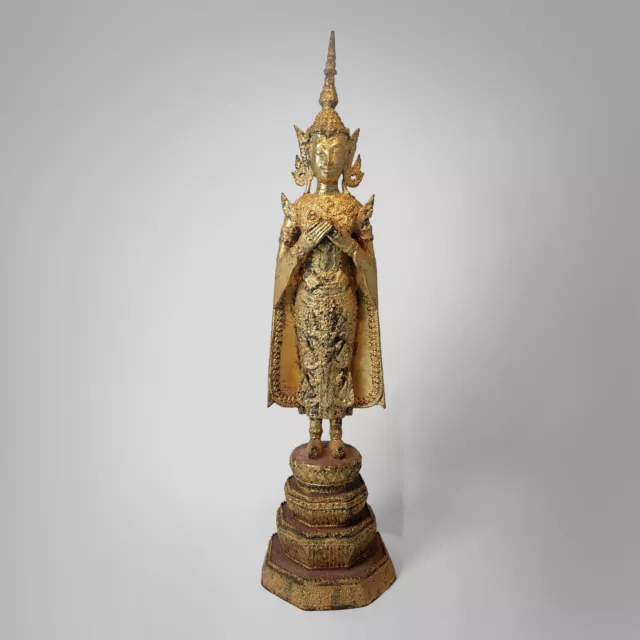 22.5" Thai Style Bronze Rattanakosin Buddha Statue - Buddha Idol Thailand.