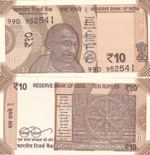 India.2017,10 Rupees..p-New,Unc Banknotes,(S)