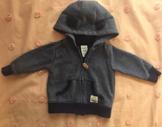 Carters Baby Boy Navy Striped Hoodie 3m