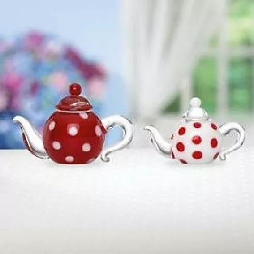 Lenox Hot Spots Glass Teapots - Red and White Polka Dot 2" Teapot