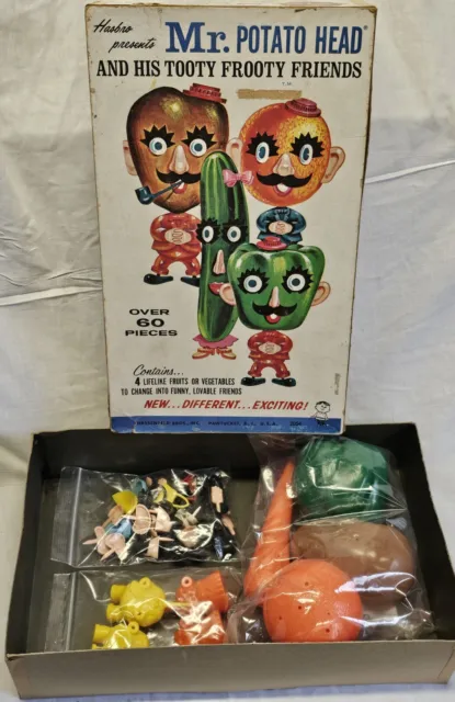 1964 Hasbro Mr Potato Head & Friends Pete Pepper Oscar Orange Katie Carrot w/Box