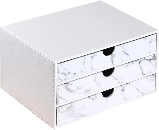 Ayunga PU Leather Desk Organizer with 3 Drawers, Executive Office Supplies Deskt