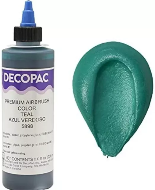 DECOPAC Food Coloring Airbrush Color Edible Airbrush Cake Decorating Teal 8oz