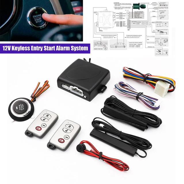 Keyless Entry Engine Start Alarm System Push Button Remote Starter Stop 12V Set