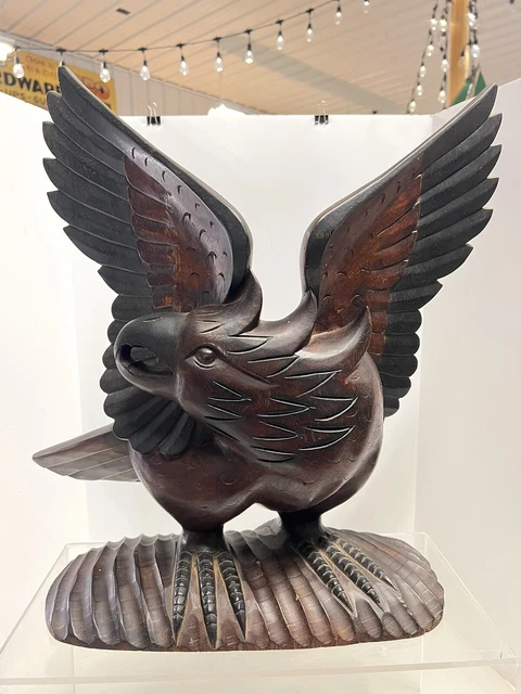 Late 19th Early 20th Century Hand Carved Wood Bald Eagle Northwest Native AAFA