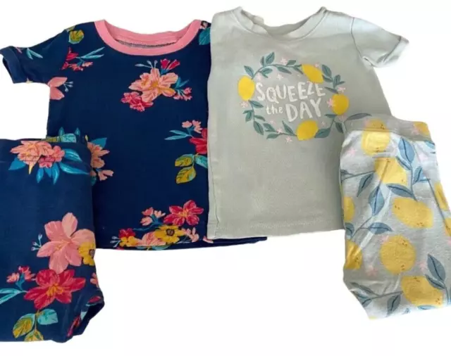 Lot (2) Old Navy 18-24 Months Girls Toddler 2 pc Pajamas PJs Floral Lemons