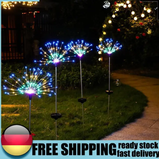 Outdoor 150 LED Solar Firework Lights Waterproof Fairy Garland String Decor DE