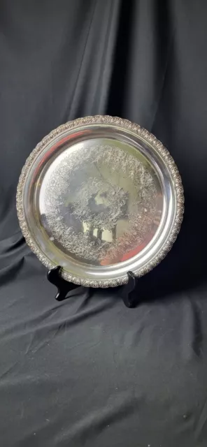 Wilcox International Silver Co Silver Plated Round 13” Serving Tray Platter 7067